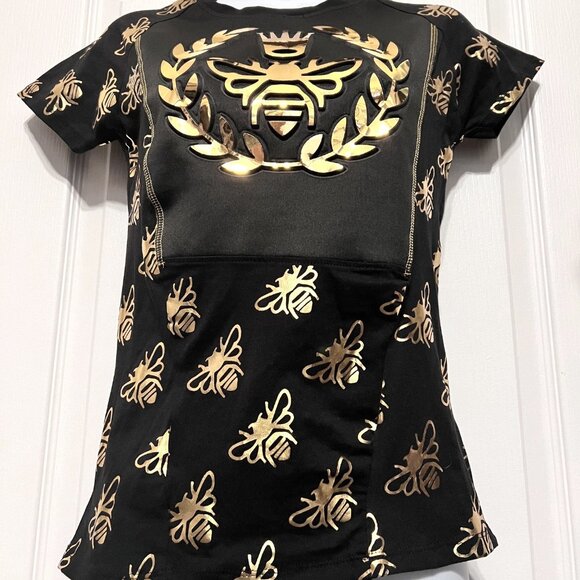 Mystiq 3D Black & Gold Queen Bee Stretch Top-Med-"To Make You Feel Unique" - Picture 3 of 14